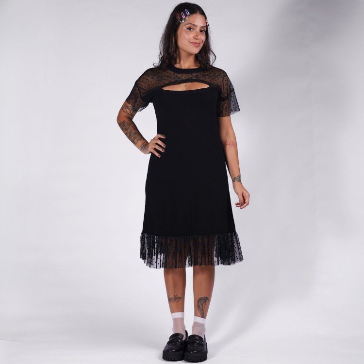 Vestido Midi Tule Front Cut