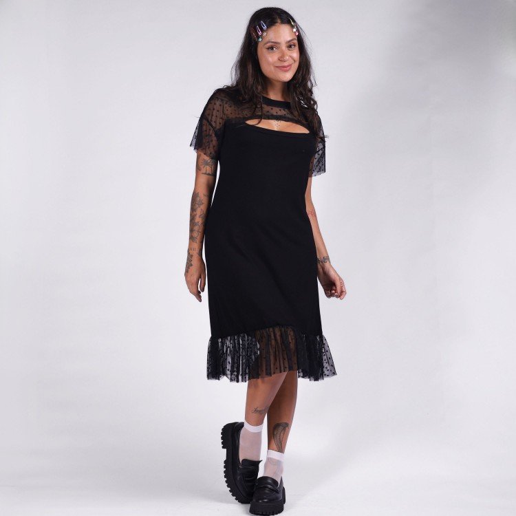 Vestido Midi Tule Front Cut