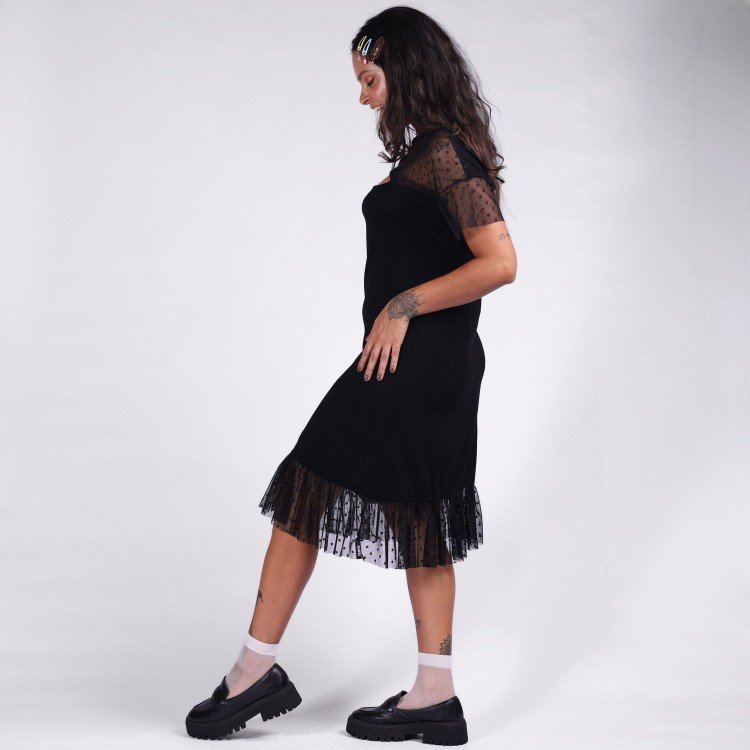 Vestido Midi Tule Front Cut