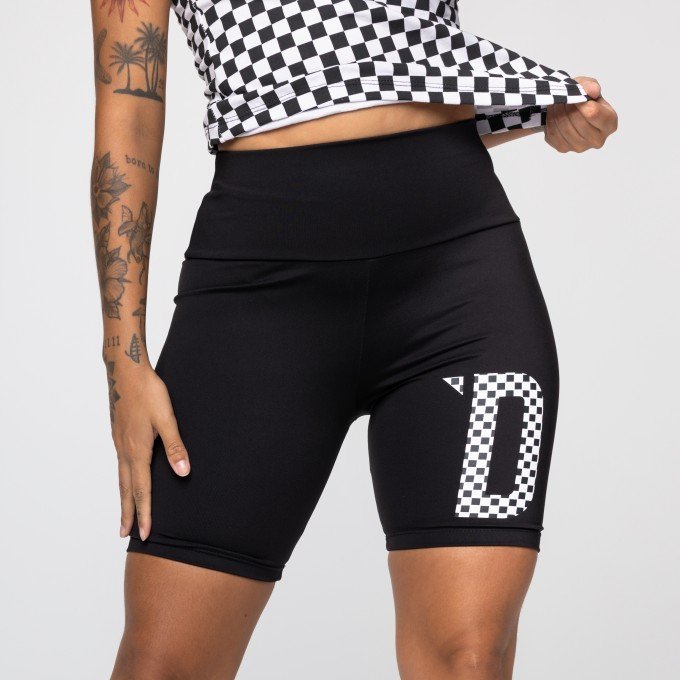 Biker Short Black D Checkerboard