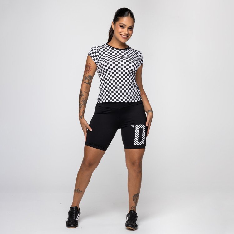Biker Short Black D Checkerboard