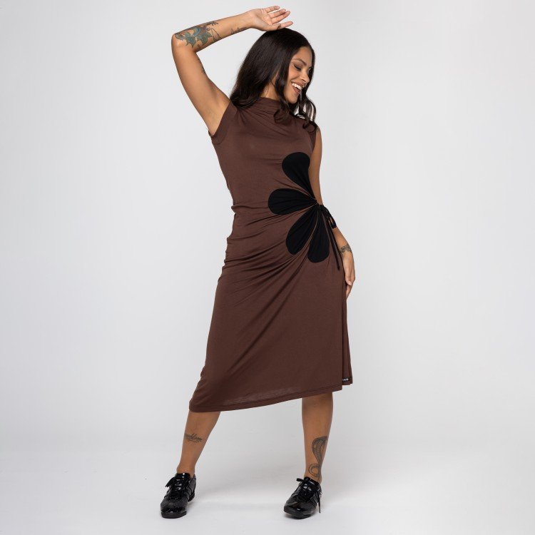 Vestido Marrom Flor Deliriyou