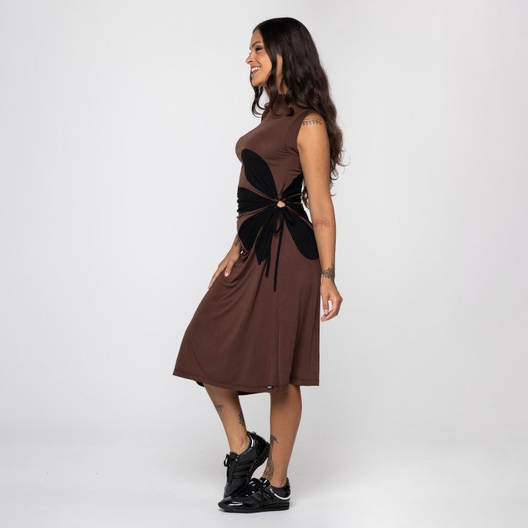 Vestido Marrom Flor Deliriyou