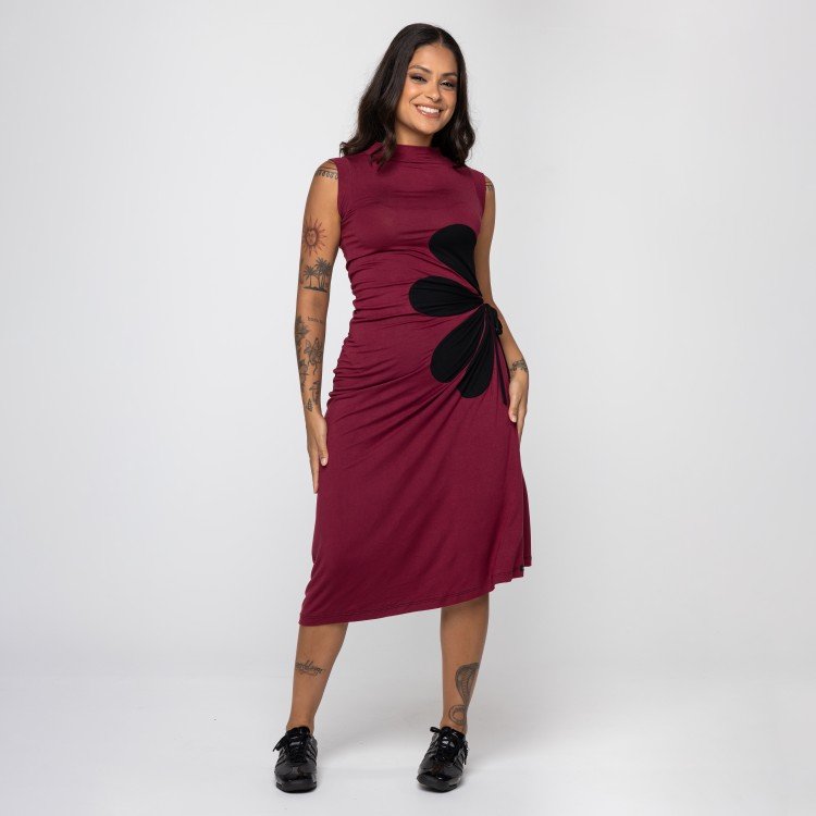 Vestido Vinho Flor Deliriyou