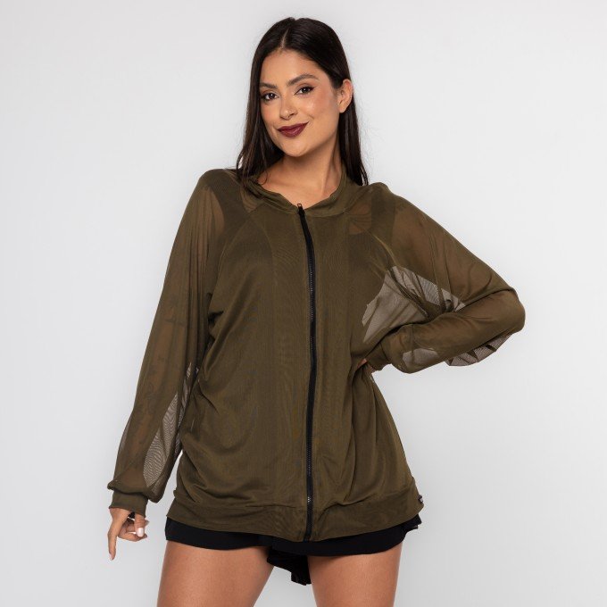 Jaqueta Verde Bomber Tule Vision