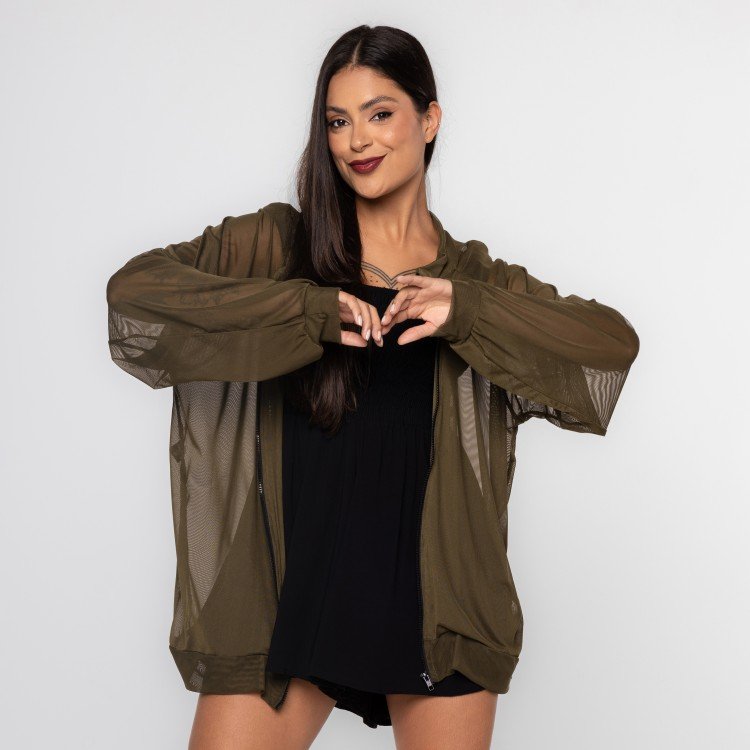 Jaqueta Verde Bomber Tule Vision