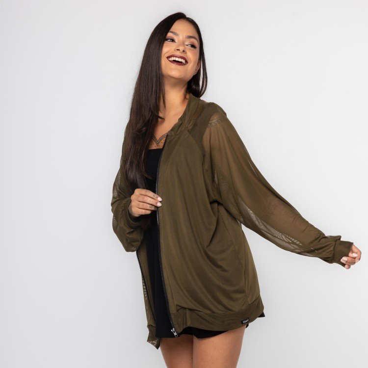 Jaqueta Verde Bomber Tule Vision