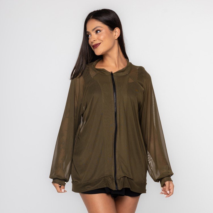 Jaqueta Verde Bomber Tule Vision