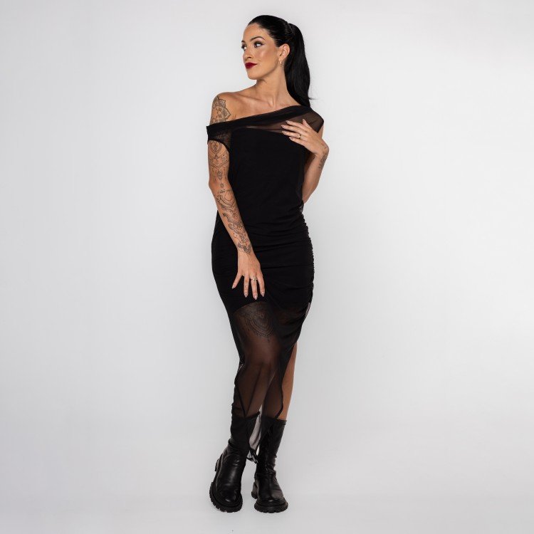 Vestido Tule Assimétrico