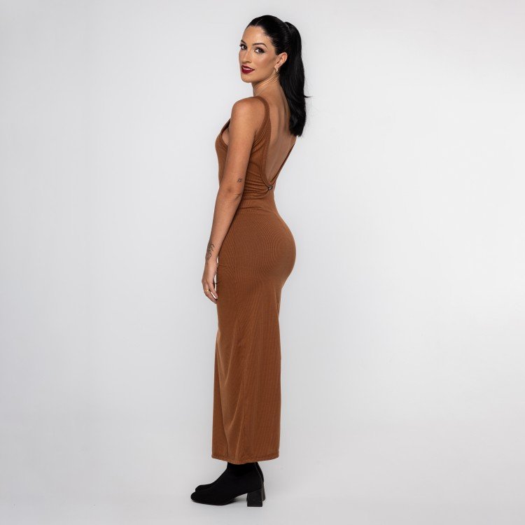 Vestido Brown Rib Deep