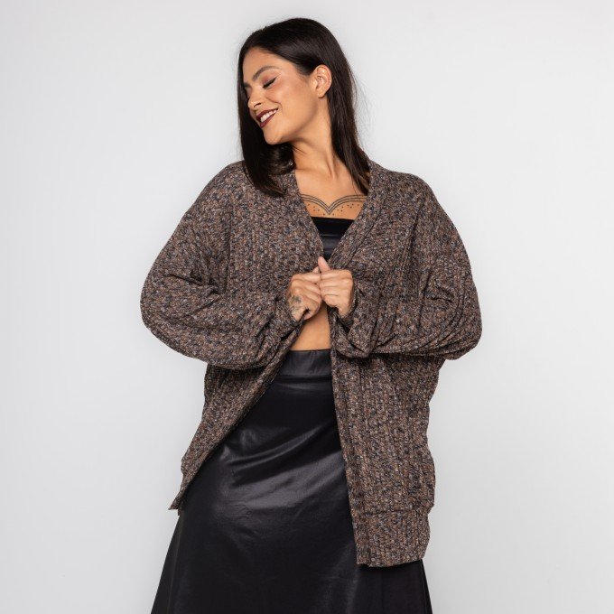 Cardigan Melange Avelã