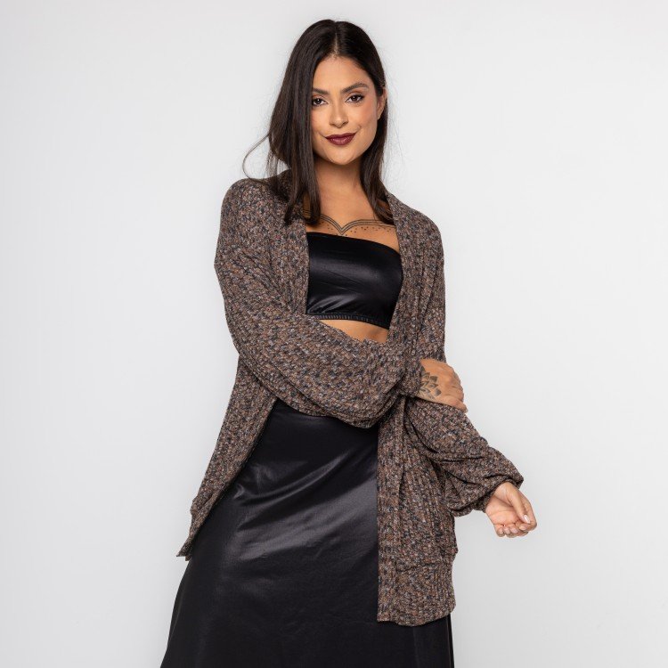 Cardigan Melange Avelã