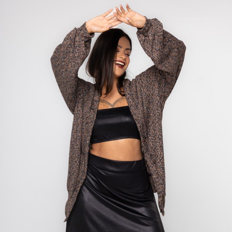 Cardigan Melange Avelã