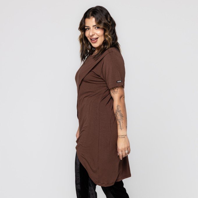 Max Blusa Marrom Transpassada