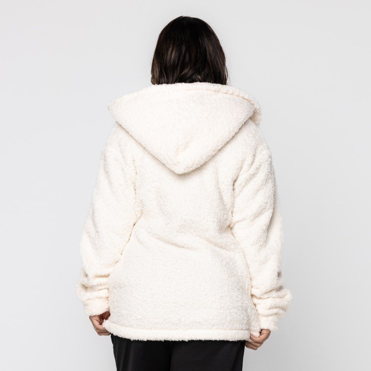 Casaco Off White Teddy Com Capuz