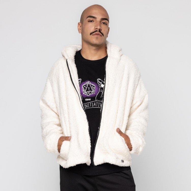 Casaco Off White Teddy Com Capuz
