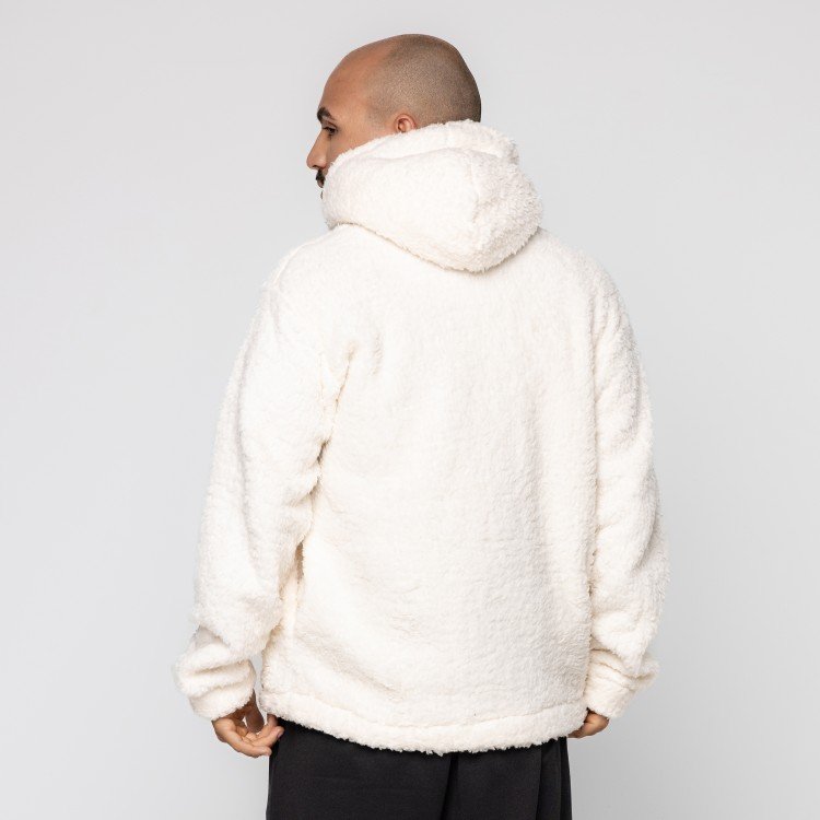 Casaco Off White Teddy Com Capuz