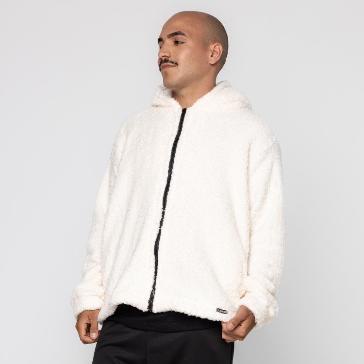 Casaco Off White Teddy Com Capuz
