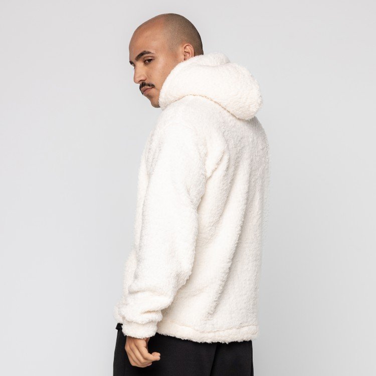 Casaco Off White Teddy Com Capuz