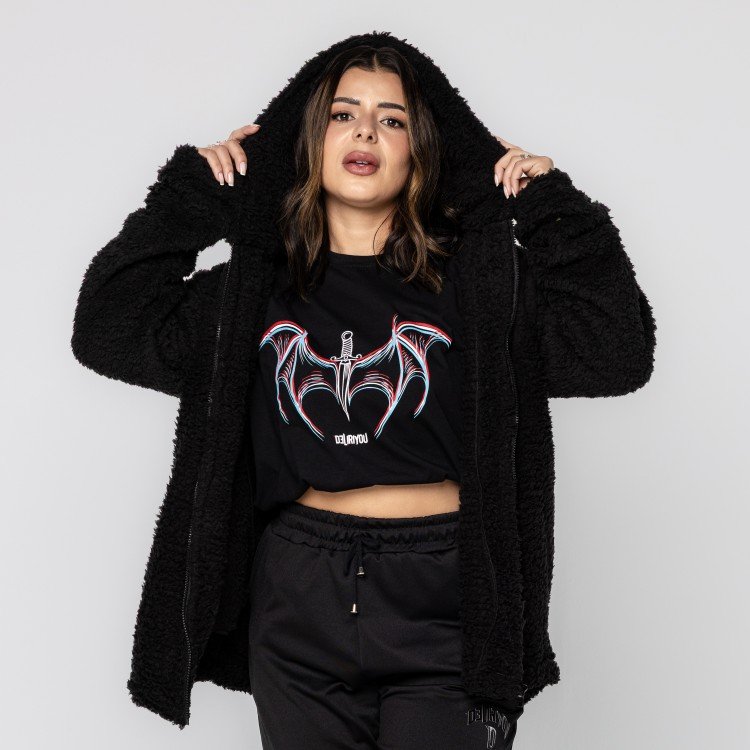 Casaco Black Teddy Com Capuz
