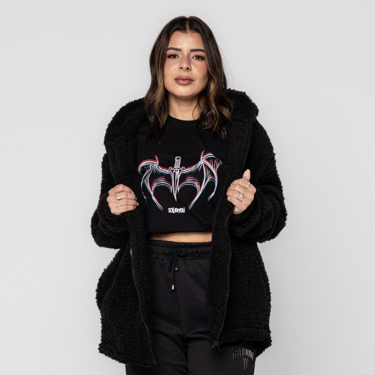 Casaco Black Teddy Com Capuz
