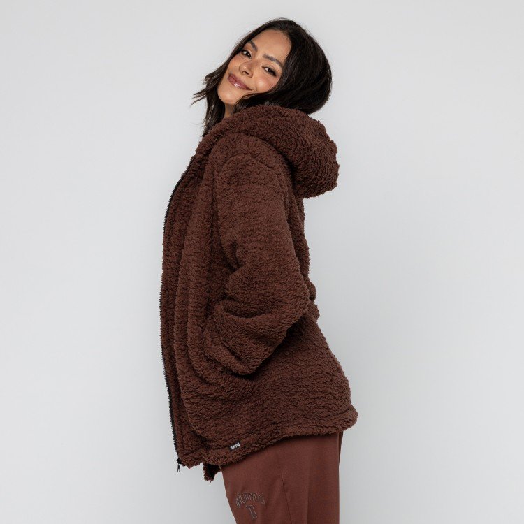 Casaco Brown Teddy Com Capuz