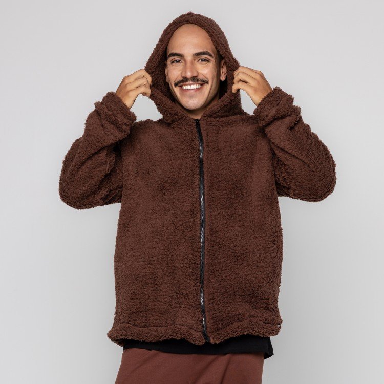 Casaco Brown Teddy Com Capuz