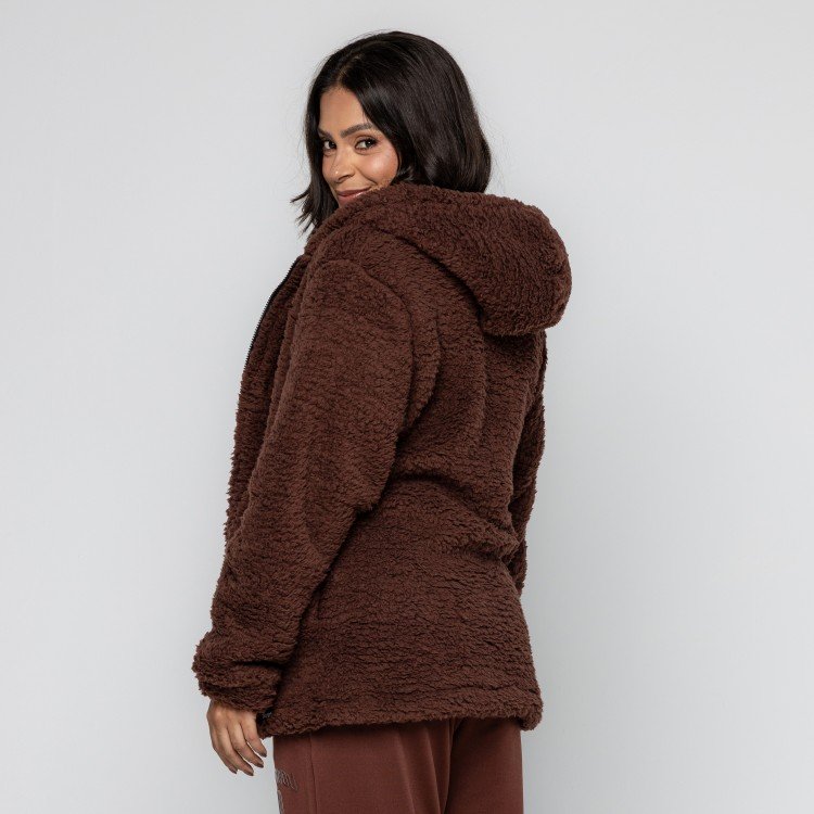 Casaco Brown Teddy Com Capuz