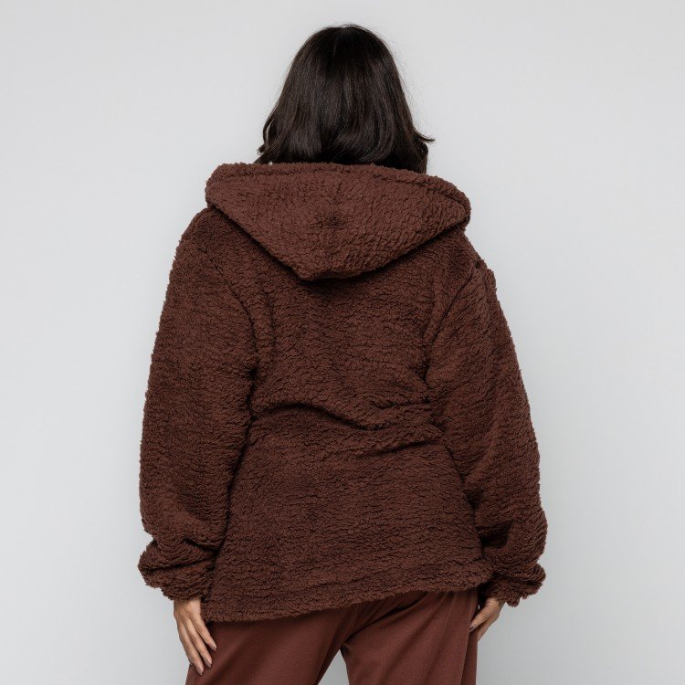Casaco Brown Teddy Com Capuz