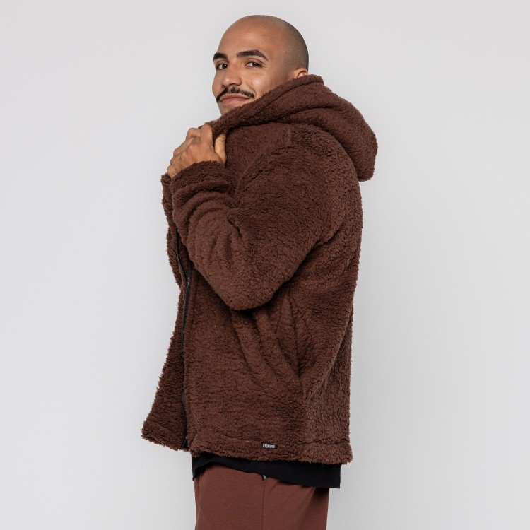 Casaco Brown Teddy Com Capuz