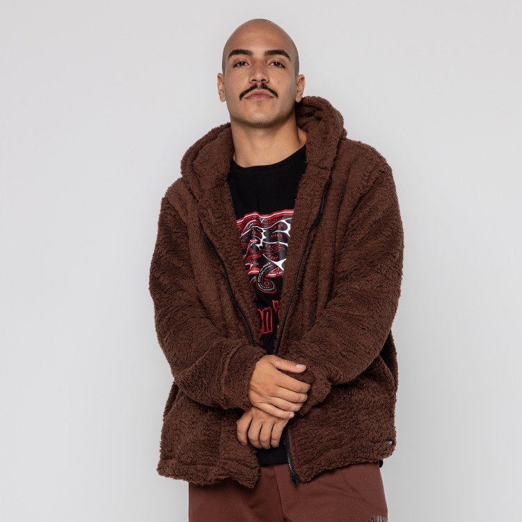 Casaco Brown Teddy Com Capuz