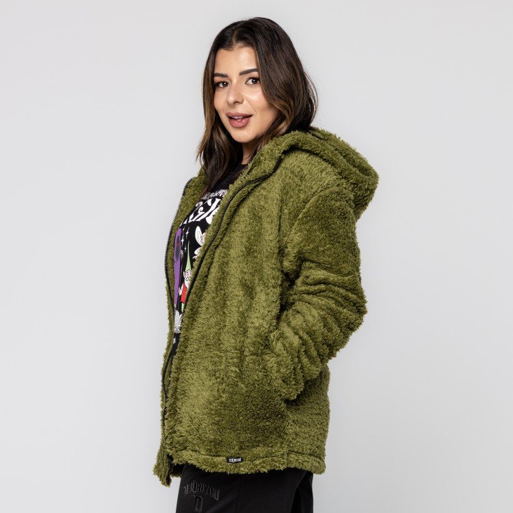 Casaco Green Teddy Com Capuz