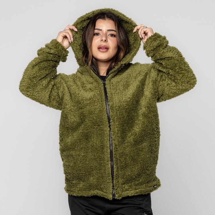 Casaco Green Teddy Com Capuz