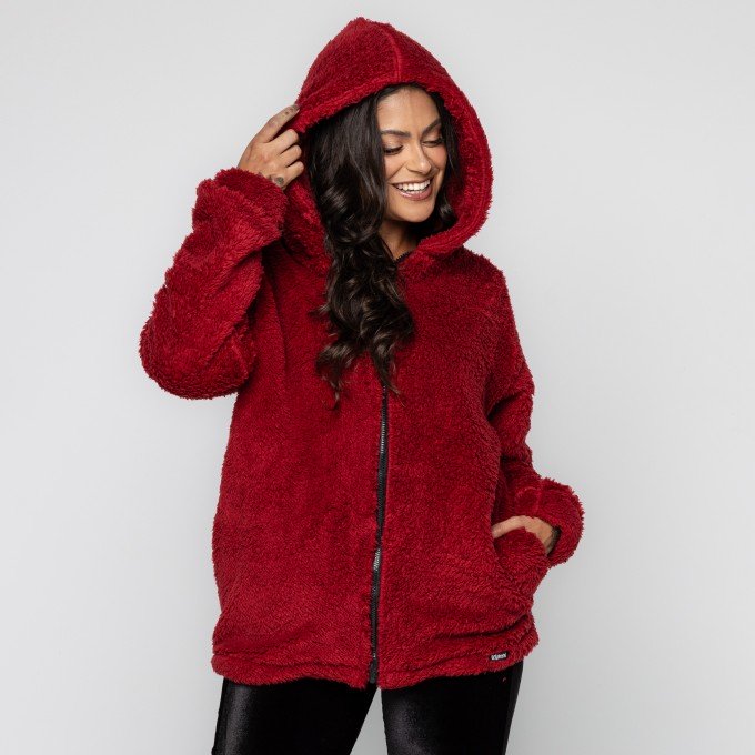 Casaco Red Teddy Com Capuz