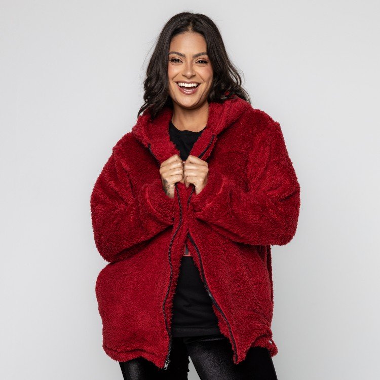 Casaco Red Teddy Com Capuz