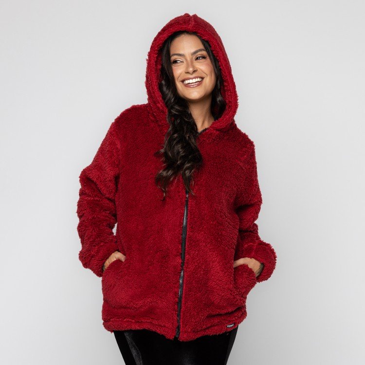 Casaco Red Teddy Com Capuz
