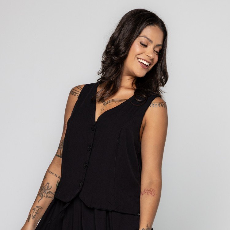 Colete Black Casual Chic