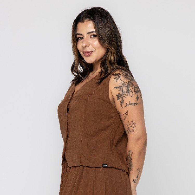 Colete Brown Casual Chic