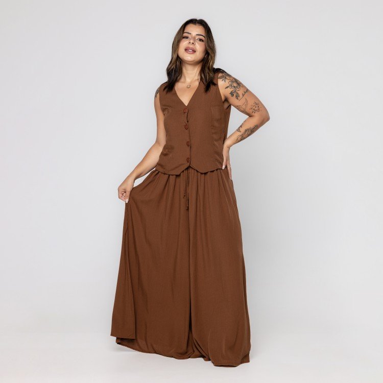 Calça Brown Ribbon Pantalona