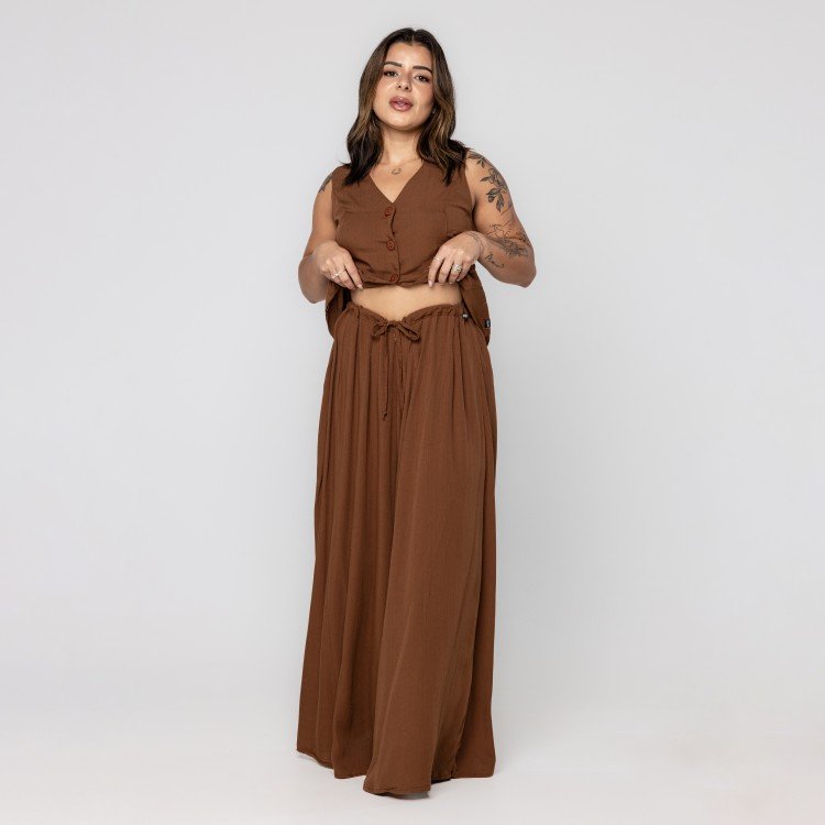 Calça Brown Ribbon Pantalona