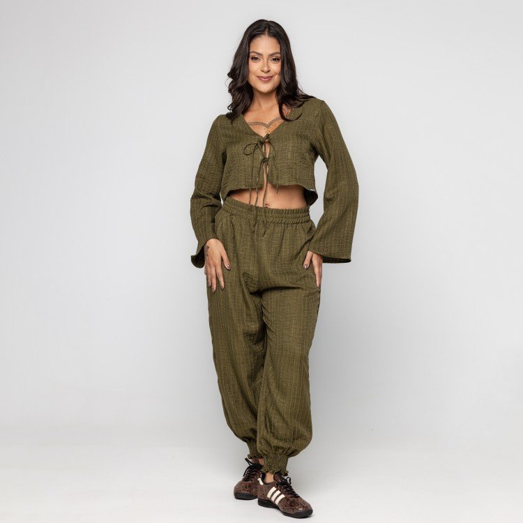 Calça Jogger Risca de Giz Green