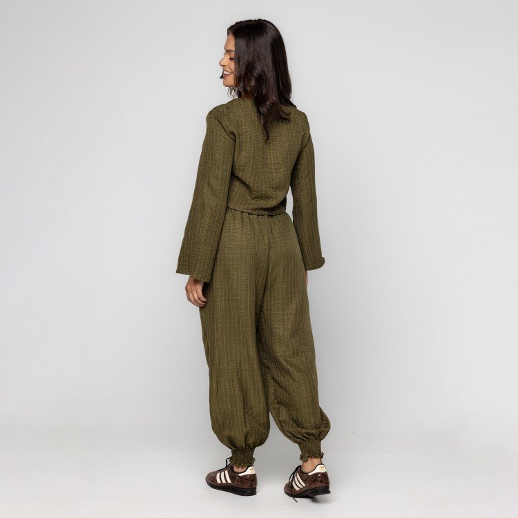 Calça Jogger Risca de Giz Green