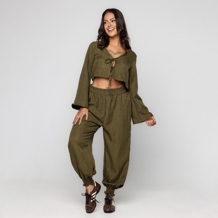 Calça Jogger Risca de Giz Green