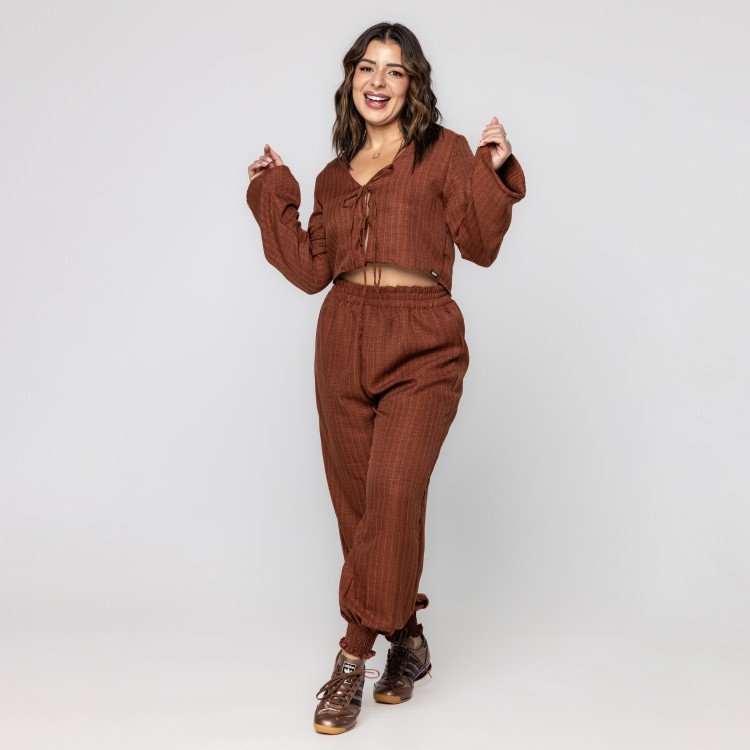 Calça Jogger Risca de Giz Brown