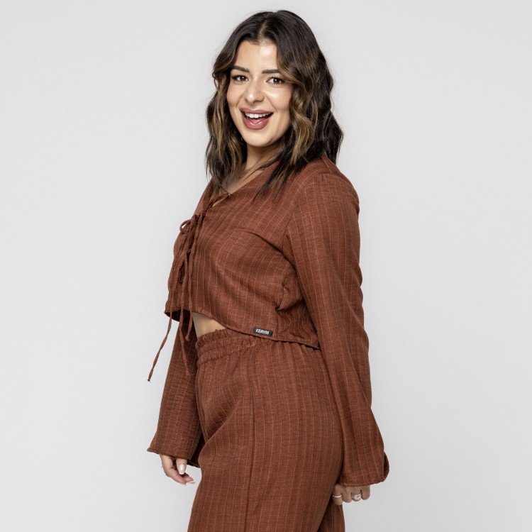 Blusa Risca de Giz Brown