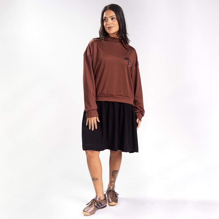 Vestido Illusion Oversized Brown