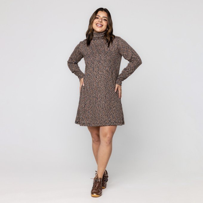 Vestido Melange Avelã