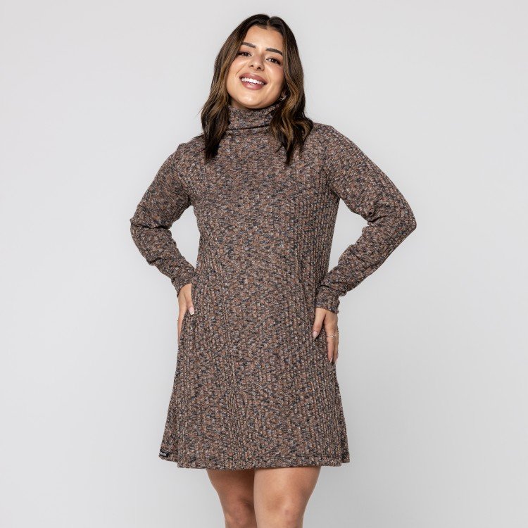 Vestido Melange Avelã