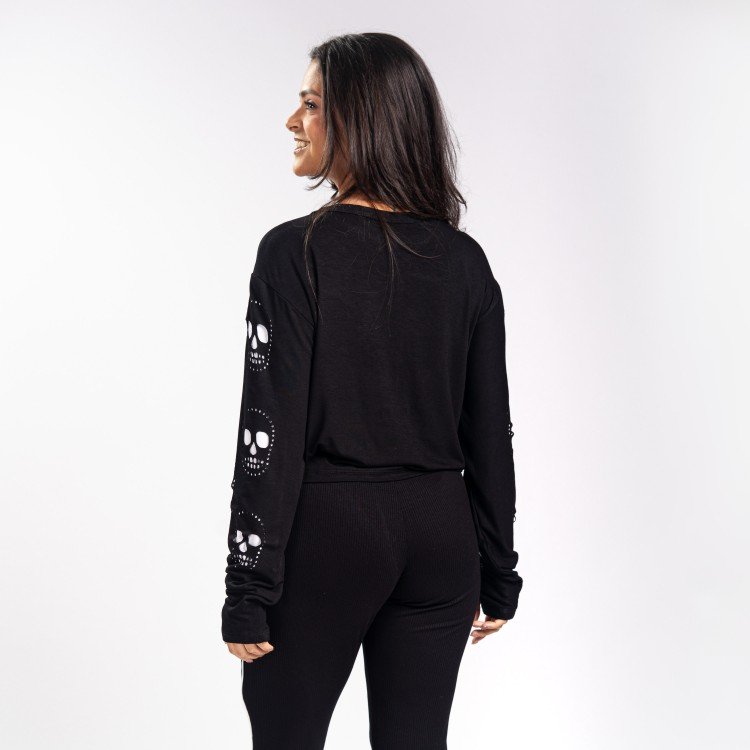 Blusa Skull Recorte Laser