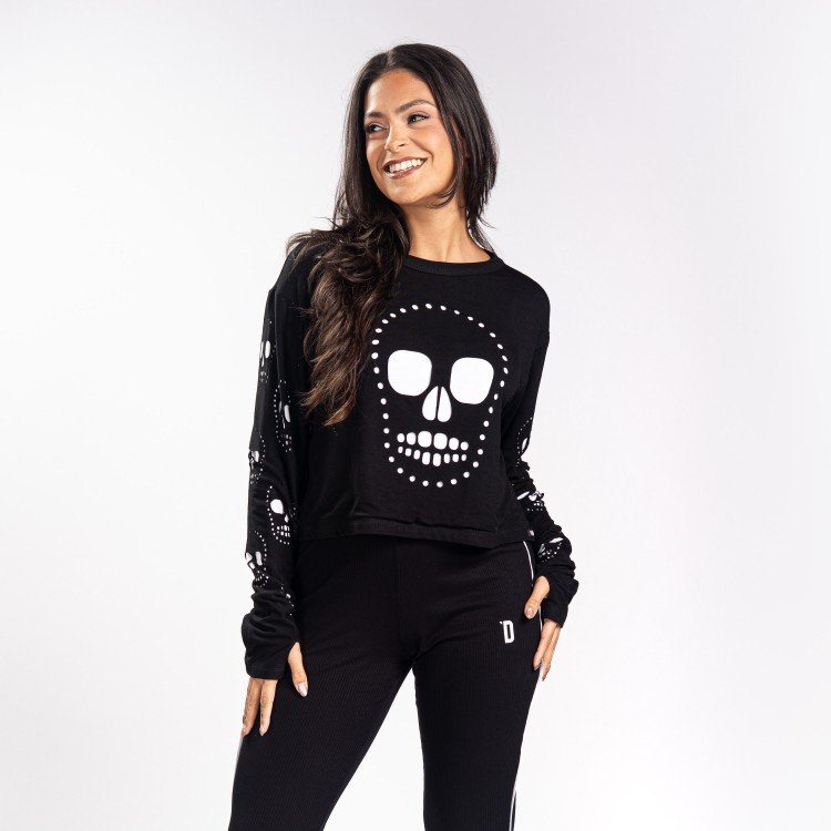 Blusa Skull Recorte Laser